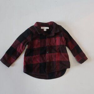 Baby Boys Burberry Children Black Red Check Button Shirt US/9M (74CM)